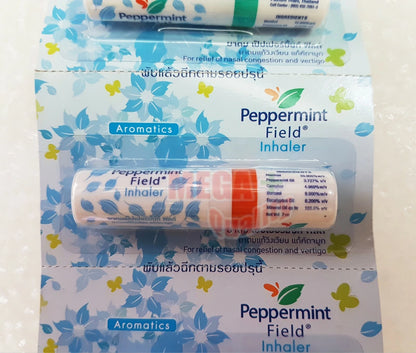 Single Peppermint Field Nasal Inhaler in retail blister packaging front view