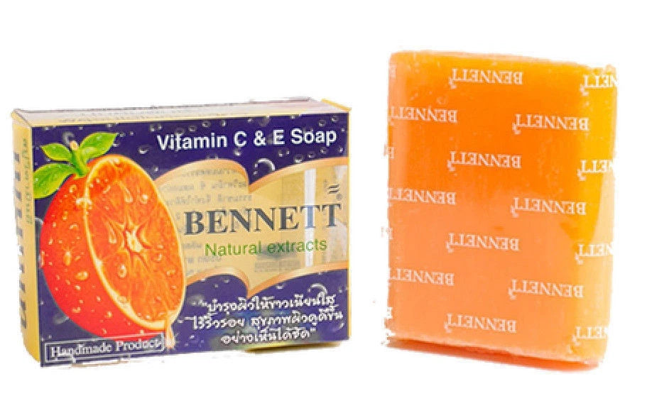 Bennett Vitamin C E Soap box and soap bar packaging side by side