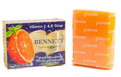Bennett Vitamin C E Soap box and soap bar packaging side by side