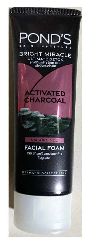 Ponds Charcoal Facial Foam tube front view activated charcoal cleanser