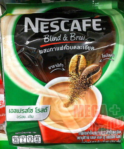Nescafe Blend & Brew Espresso Roast Instant Coffee 27 Sachets Smooth Strong Taste