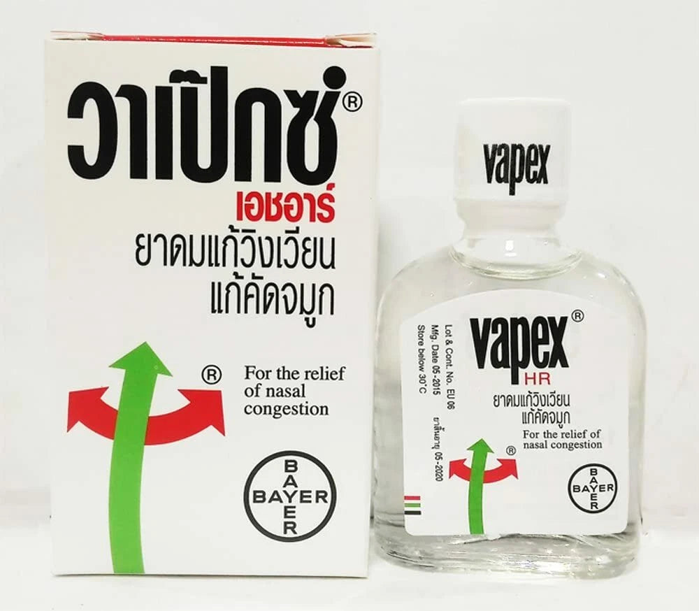 Vapex HR Inhaler Relief Nasal Congestion Headache Cold 5ml Bottle and Box