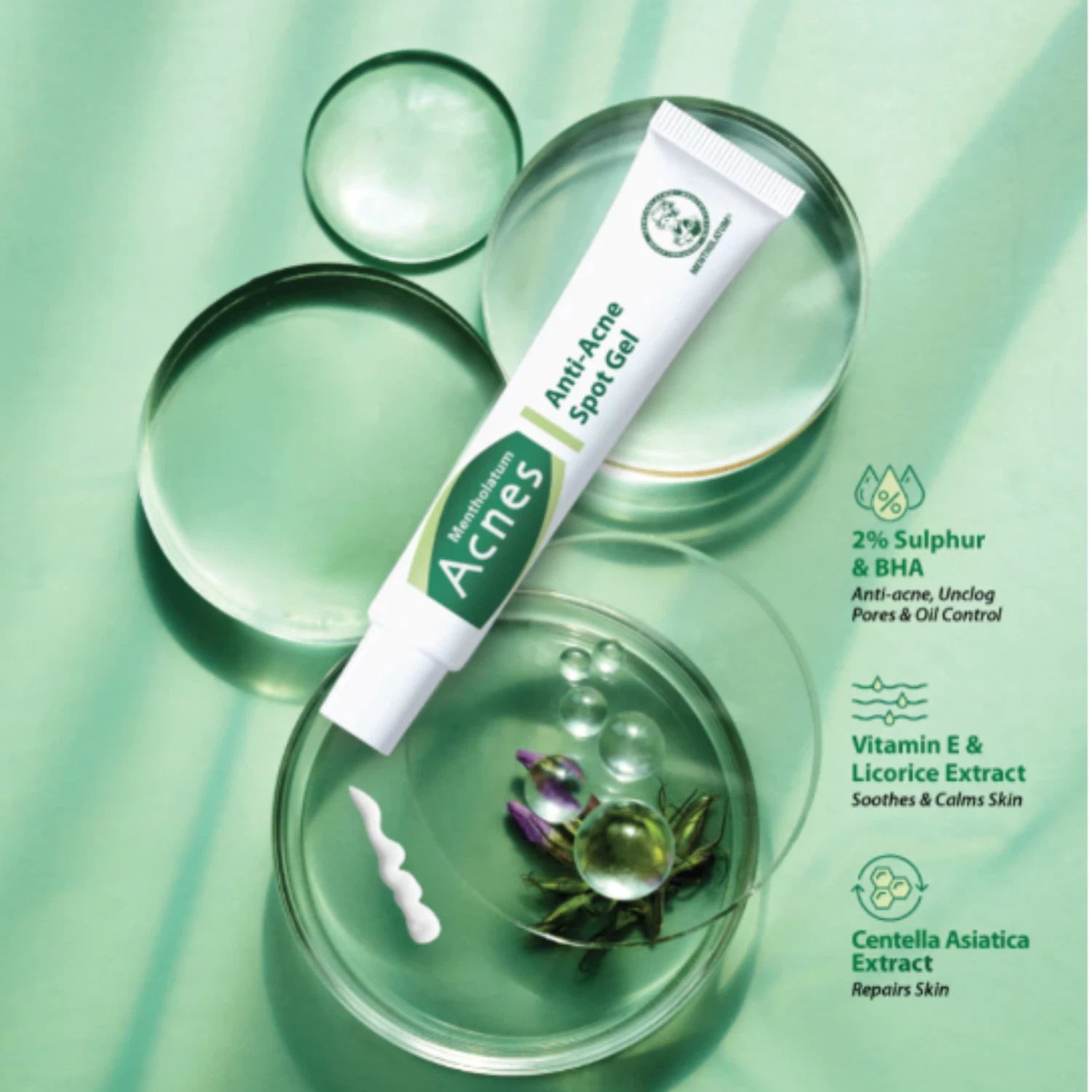 Mentholatum Acnes Sealing Jell tube with green background skincare product display