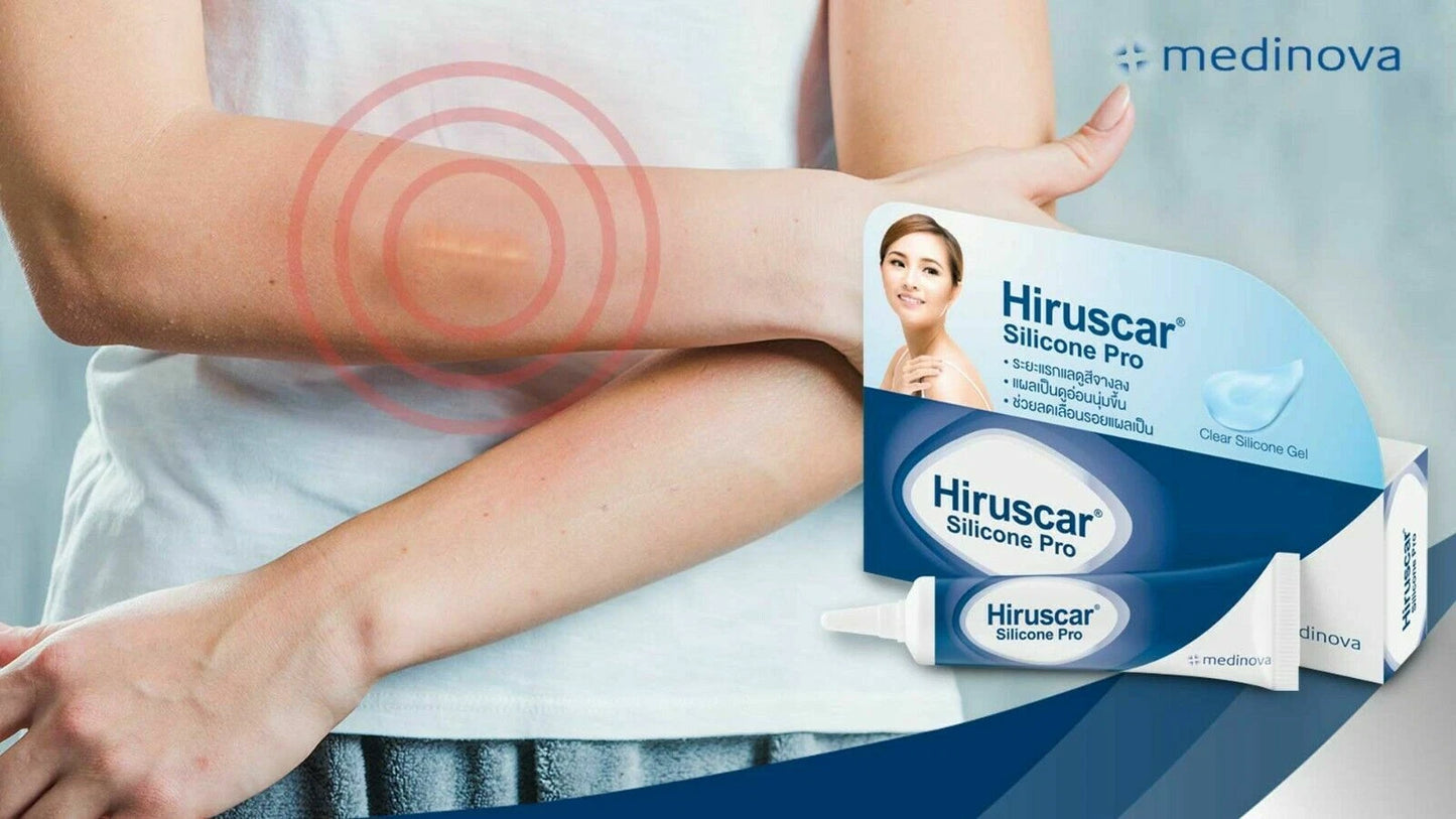 Hiruscar Silicone Pro Gel thin layer applied to forearm demonstrating usage on scar
