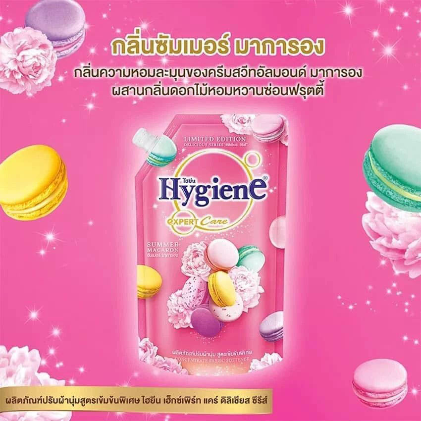 Hygiene Summer Macaron Softener promotional image showing front design and scent theme