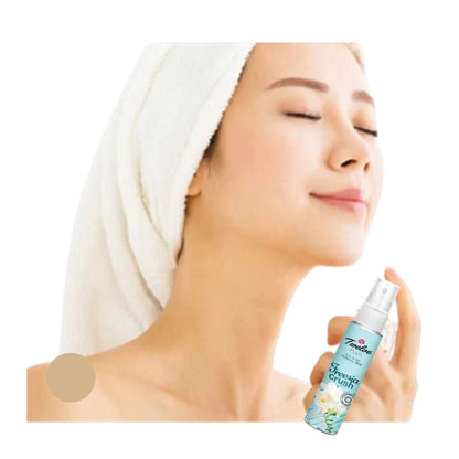 Twelve Plus Freesia Crush Mist floral body hair perfume applied on neck