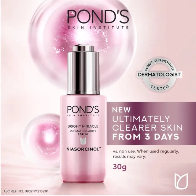 Ponds Bright Miracle Serum product and ingredient concept