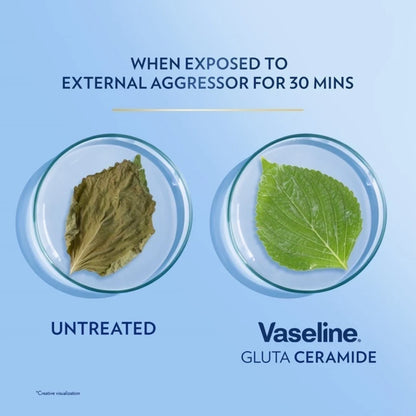 Comparison graphic showing Vaseline UV Extra Brightening Lotion GlutaGlow technology being more powerful than Vitamin C