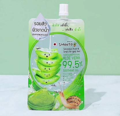 Smooto Aloe Snail Gel full pouch packaging aloe vera soothing gel 50g
