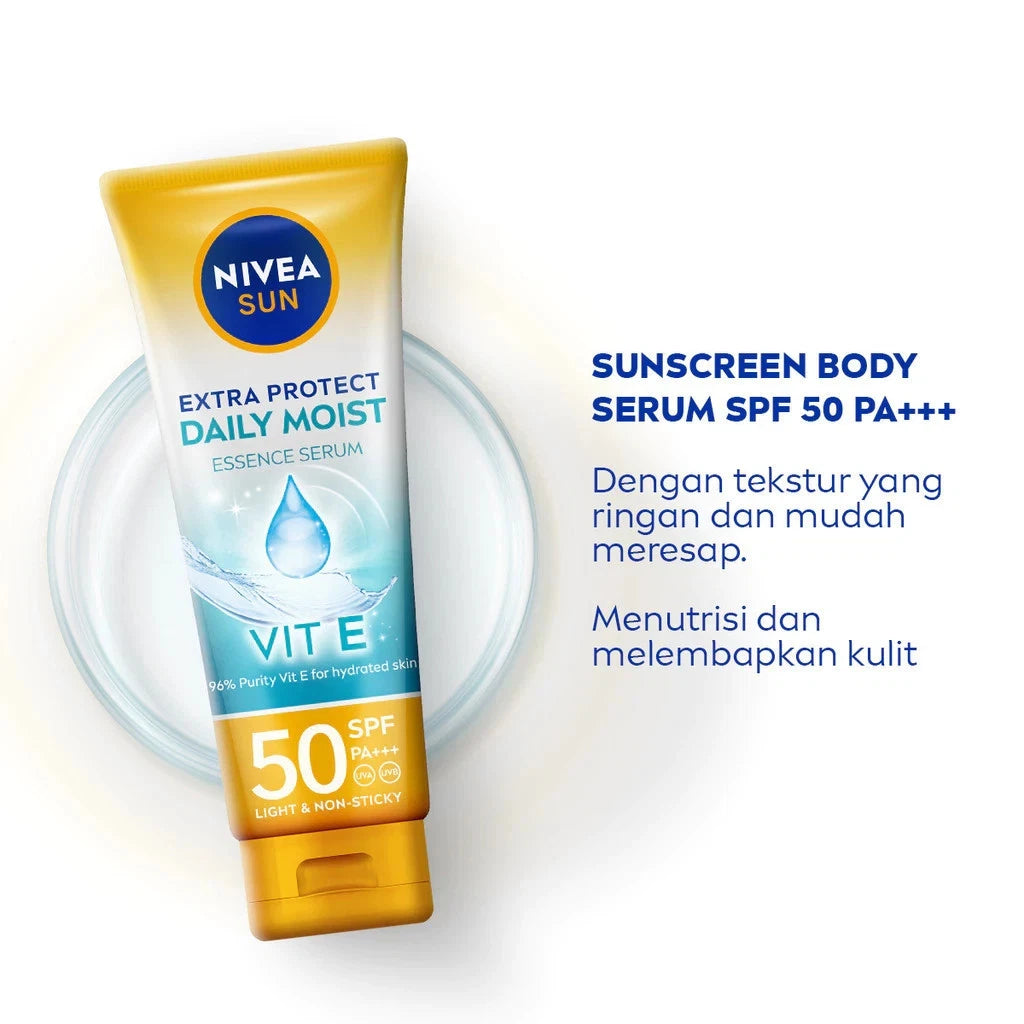 Nivea Sun Moist Serum product with packaging and texture display