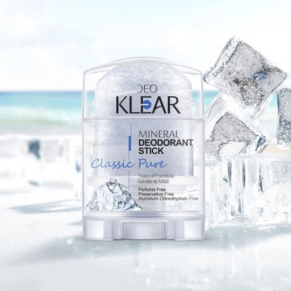 Deo Klear Mineral Deodorant stick with mountain background clean concept image