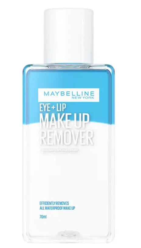 Maybelline Eye Lip Remover 70ml dual phase liquid bottle clear and blue formula