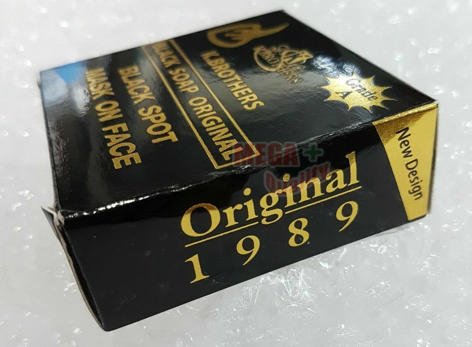 Side view of the K Brothers Black Spot Soap box showing stacked packaging