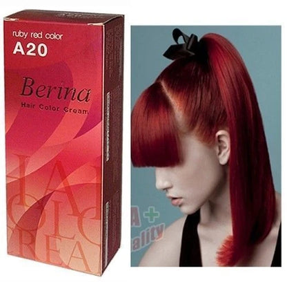 Berina Permanent Hair dye color cream # A20 Ruby Red