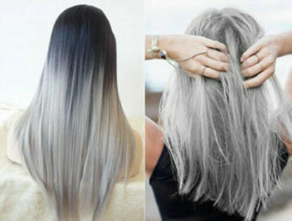  Berina A21 Light Grey Permanent Hair Dye result on long silver grey hair