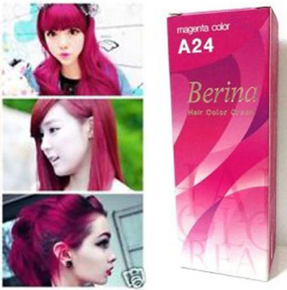 Berina Permanent Hair Dye Color Colour Cream A24 Magenta