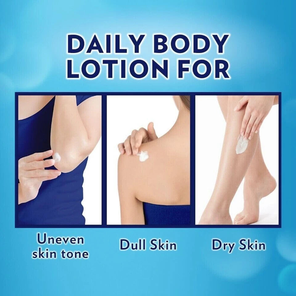 Daily application guide for Vaseline UV Extra Brightening Lotion on various body parts