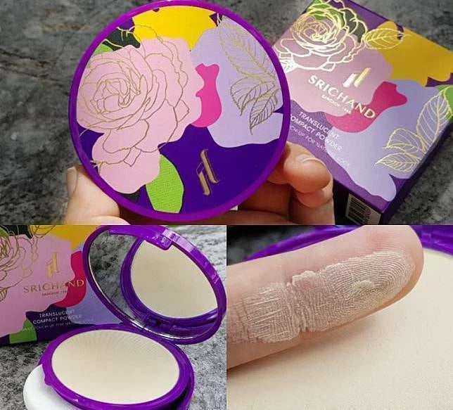 Srichand Translucent Powder compact with puff and floral box packaging