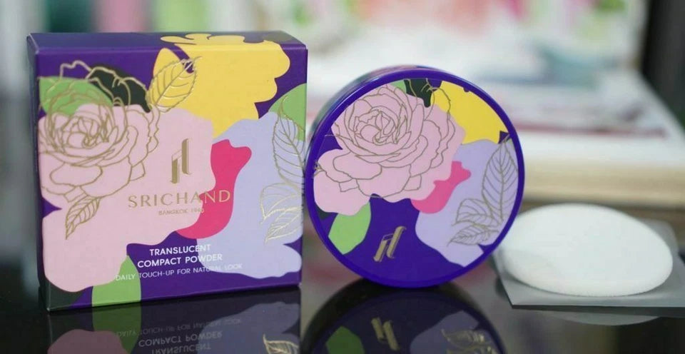 Srichand Translucent Powder compact with floral design packaging