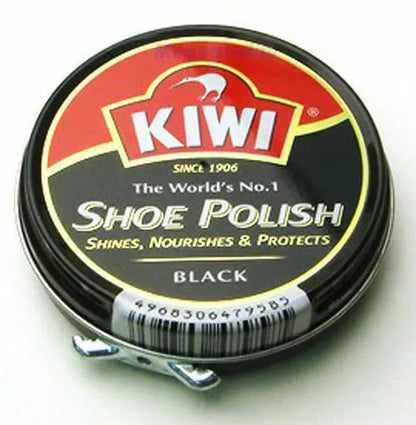 KIWI Shoe Boot Polish Wax Glossy Shines Nourishes Protects # BLACK 45 ml.