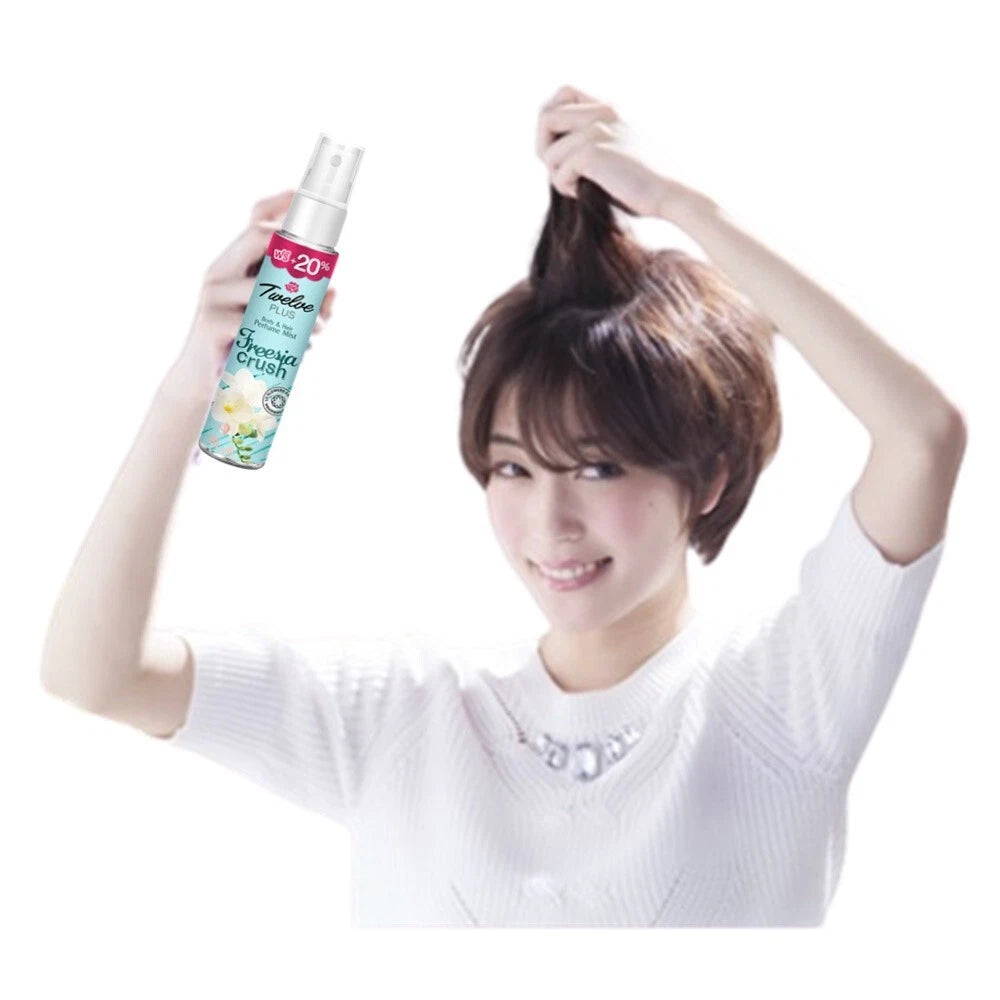 Twelve Plus Freesia Crush Mist body and hair perfume mist used on hair