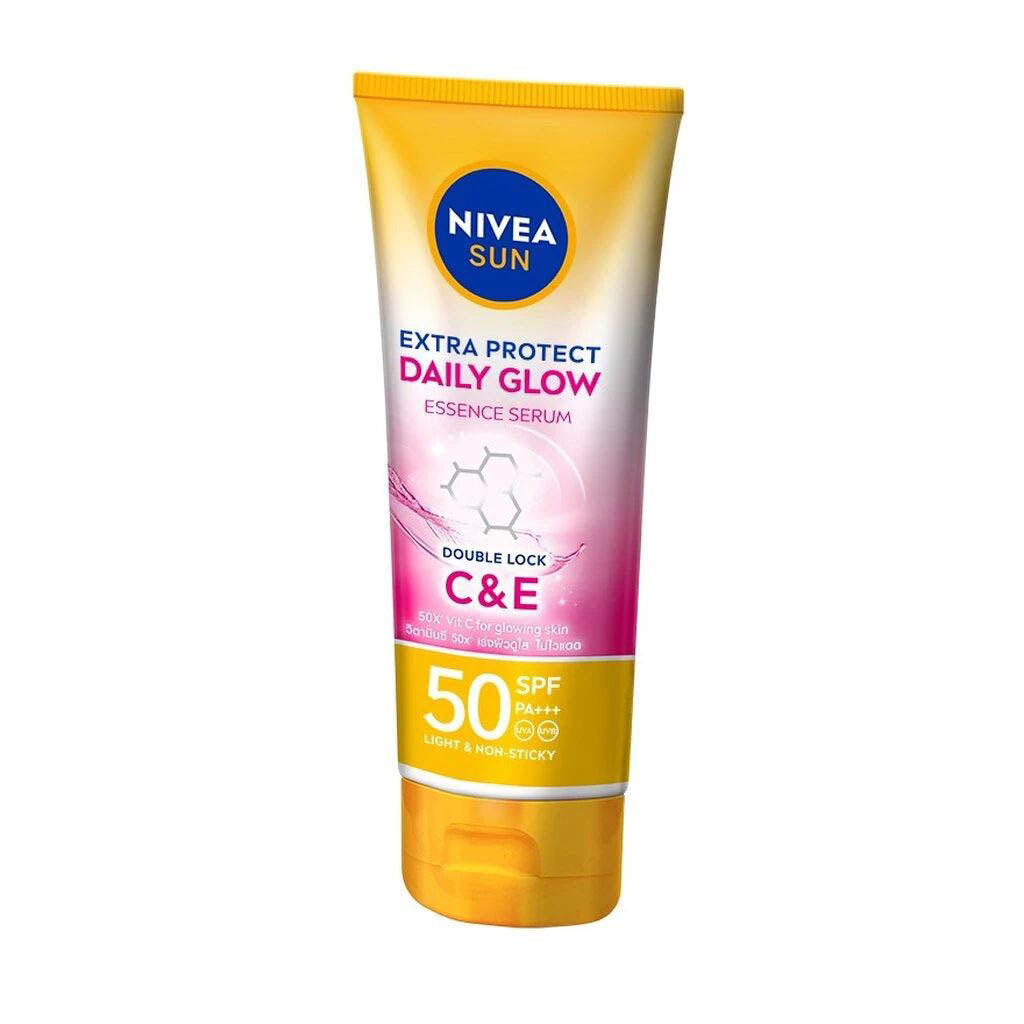 Nivea Sun Daily Glow Essence Serum extra protect sunscreen tube front