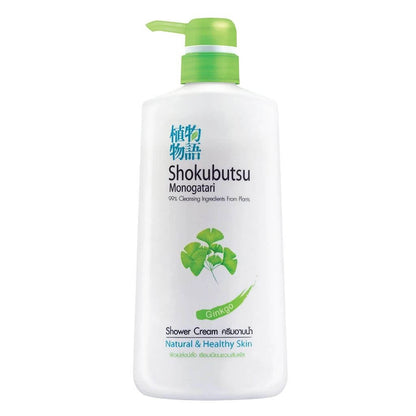 Shokubutsu Ginkgo Shower Cream 400ml Pump Bottle Front View Natural Healthy Skin