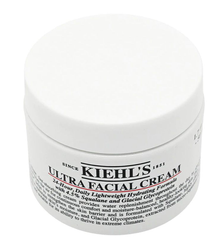 Kiehl's Ultra Facial Cream top-down view of the jar showcasing the white moisturizing formula