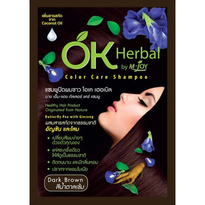 OK Herbal Hair Dye Shampoo 30ml Dark Brown herbal hair color with nourishing natural extracts