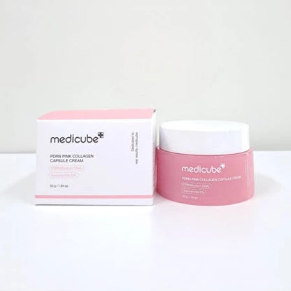 Medicube PDRN Pink Collagen Capsule Cream 55g jar with box packaging display