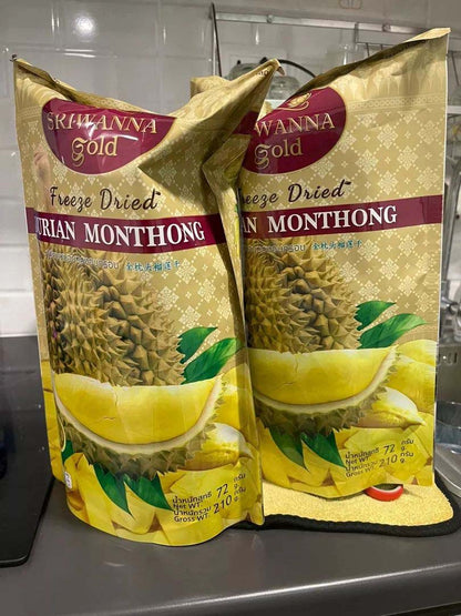 Sriwanna Freeze Dried Durian twin pack sealed packaging premium crispy Monthong durian