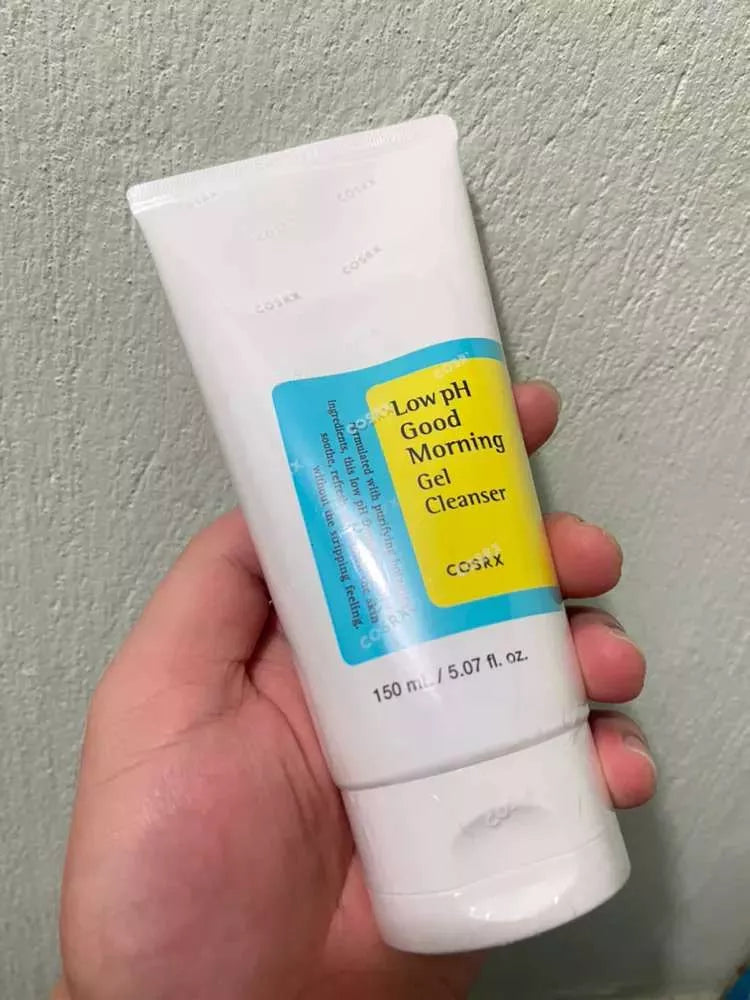 COSRX Low pH Good Morning Gel Cleanser handheld product display 150ml