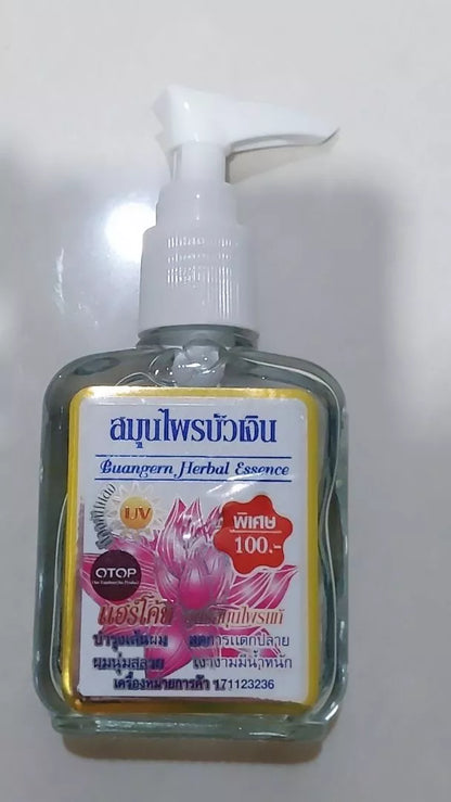 Buangern Hair Essence Herbal 85ml bottle angled view clear liquid