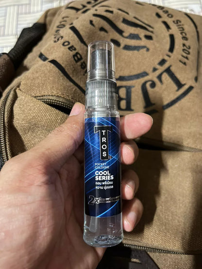 Tros Cool Pocket Cologne handheld size demonstration