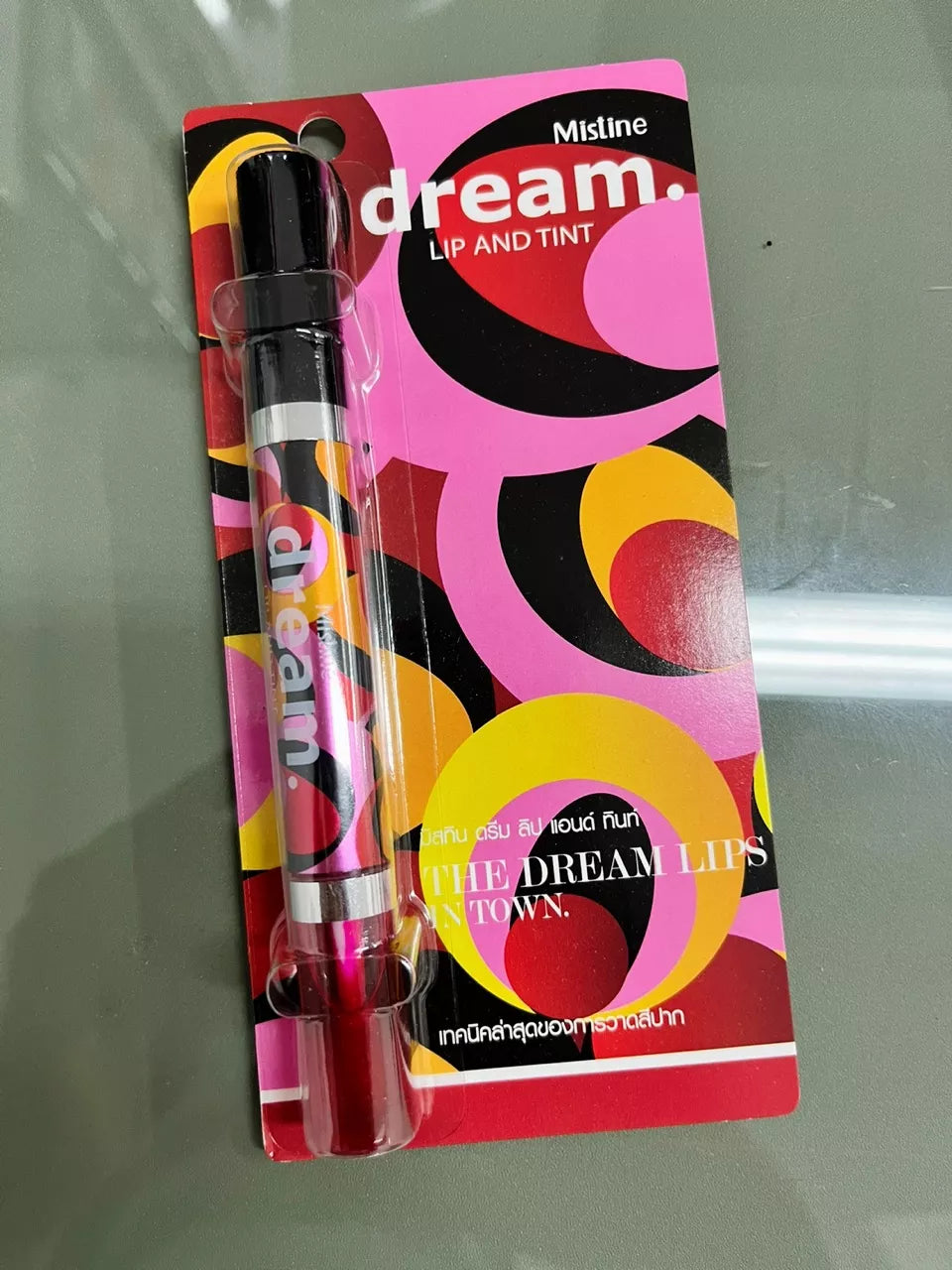 Mistine Dream Lip Tint retail packaging box design close up