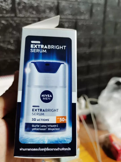 NIVEA MEN Extra Bright Serum SPF50 PA+++ Face Moisturizer with Gluta AHA Vitamin C 50ml