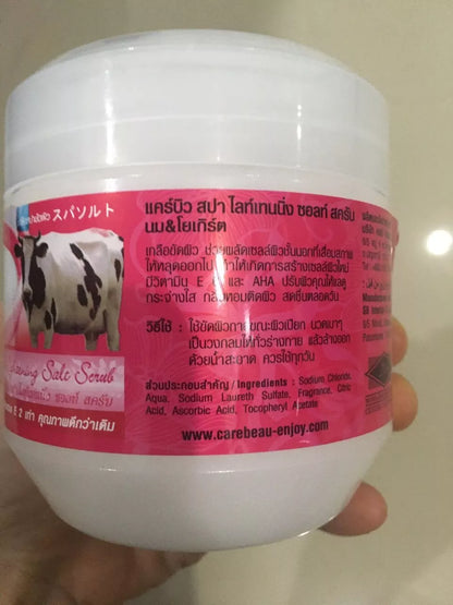 Carebeau Spa Salt Scrub container side label packaging pink jar