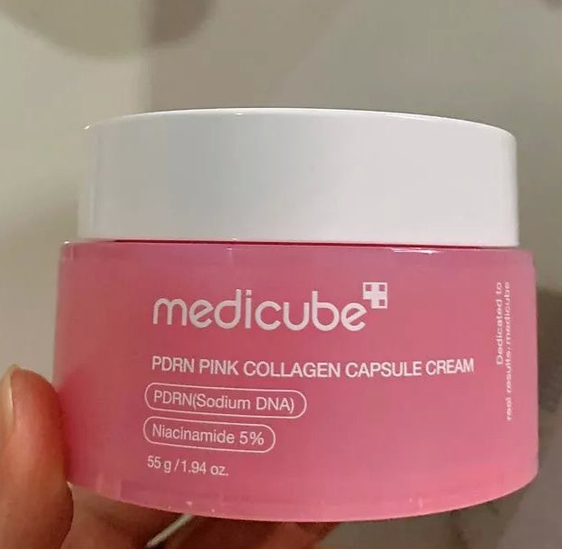 Medicube PDRN Pink Collagen Capsule Cream jar handheld product view