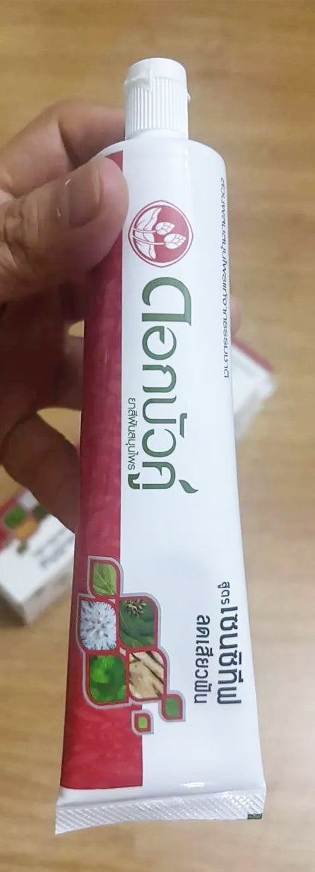 Twin Lotus Sensitive Toothpaste tube standing upright showing label