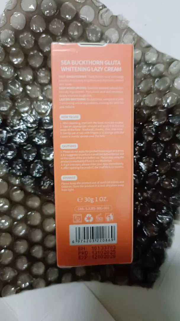 GMEELAN Gluta Lazy Cream product box back view with ingredients and usage information