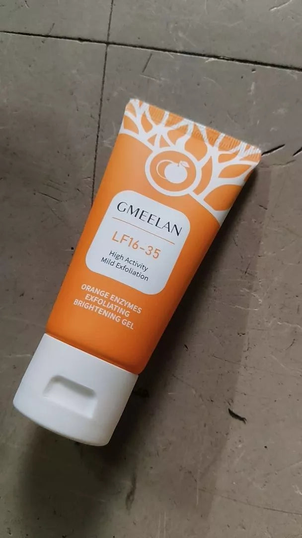 GMEELAN Orange Exfoliating Gel tube angled view orange enzyme gel