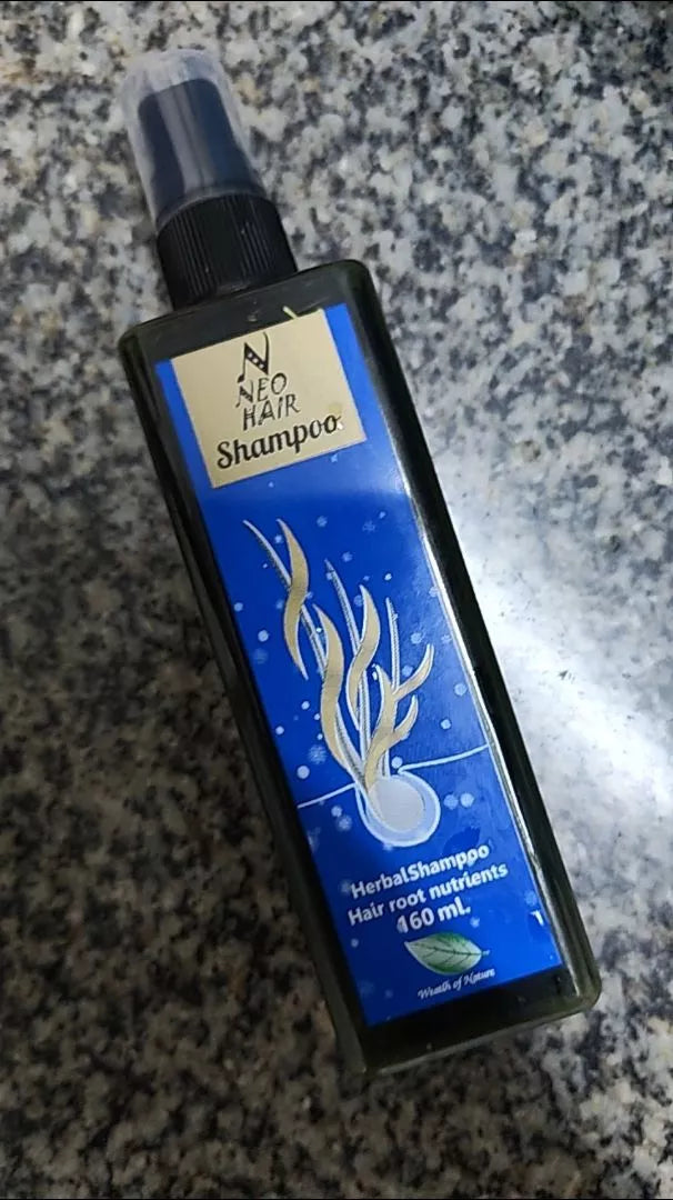 Neo Hair Shampoo bottle on surface herbal hair growth product
