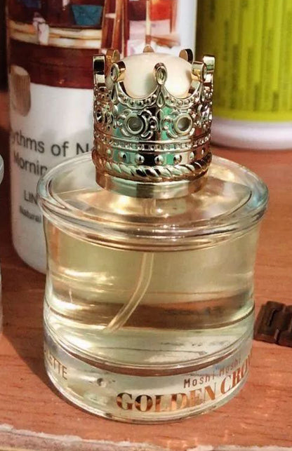 Moshi Moshi Golden Crown Perfume glass bottle with crown cap Eau de Toilette spray