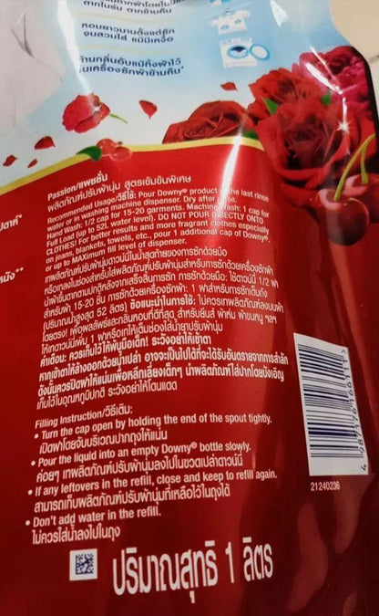 Downy Passion Fabric Softener refill pouch back label product details