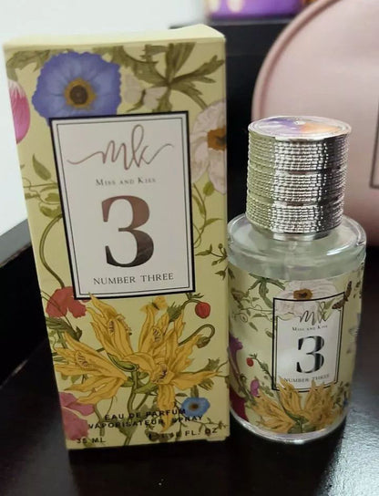 Miss and Kiss No 3 Perfume floral eau de parfum spray close up display