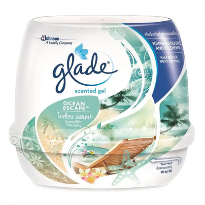 Glade Ocean Escape Gel scented air freshener front view 180g ocean fragrance container