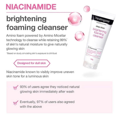 Neutrogena Deep Clean Foam Niacinamide Brightening Foaming Cleanser product information card