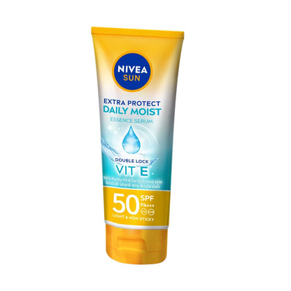 Nivea Sun Moist Serum vitamin E sunscreen tube close view