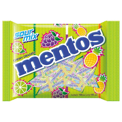 Mentos Sour Mix Chewy Dragees 270g front packaging showing pineapple grape lime flavors
