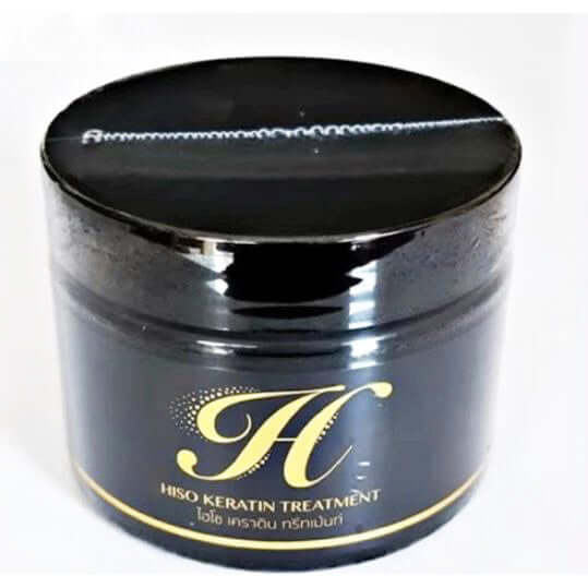 Hiso Keratin Treatment black jar product photo on white background
